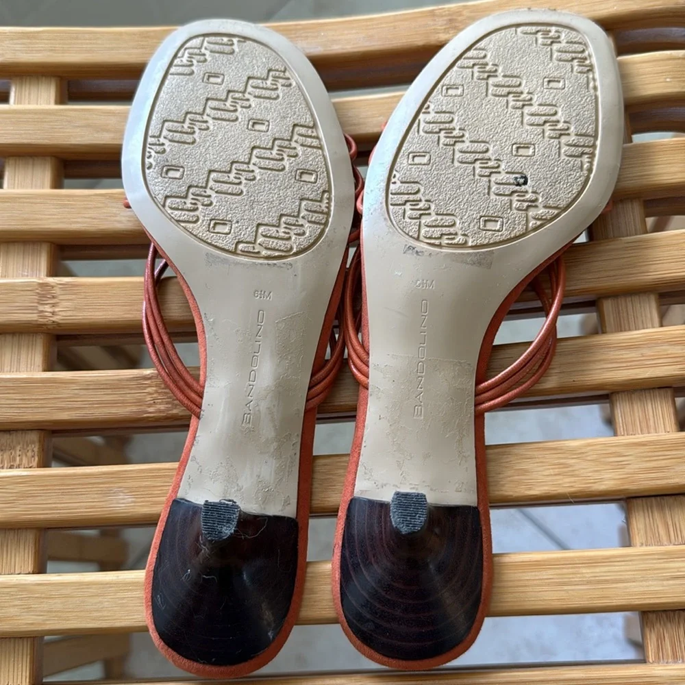 Bandolino Orange Kitten Heel Sandals - Picture 3 of 5